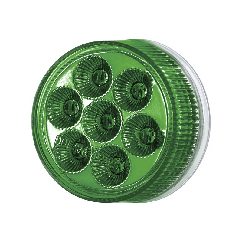 Double Fury 7 LED 2" Round Clearance/Marker Light-Amber & Green LED/Clear Lens