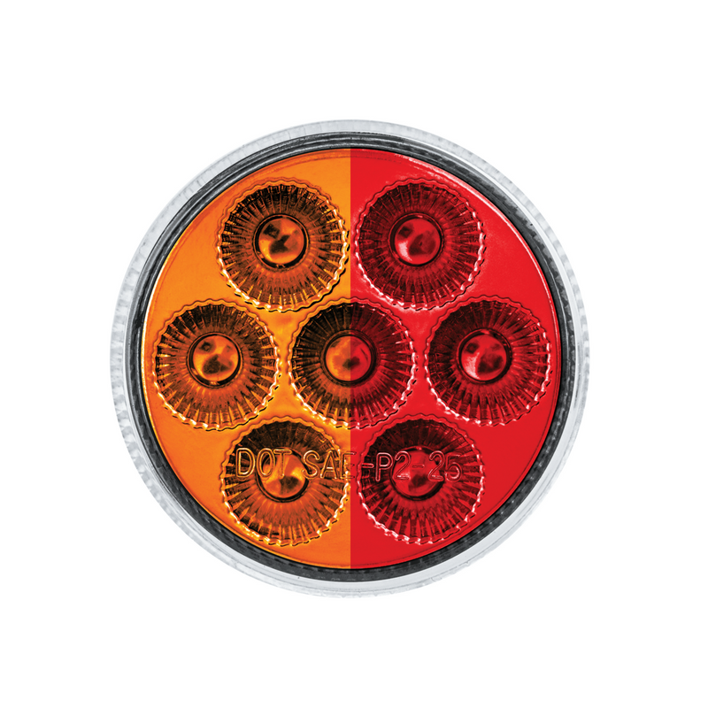 Double Fury 7 LED 2" Round Clearance/Marker Light-Amber & Red LED/Clear Lens