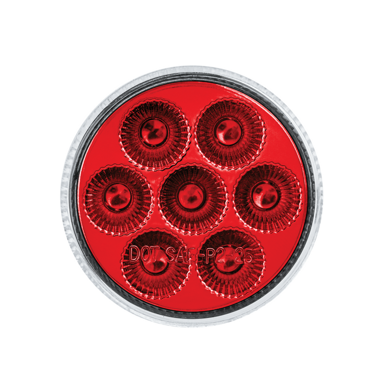 Double Fury 7 LED 2" Round Clearance/Marker Light-Amber & Red LED/Clear Lens