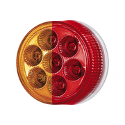 Double Fury 7 LED 2" Round Clearance/Marker Light-Amber & Red LED/Clear Lens