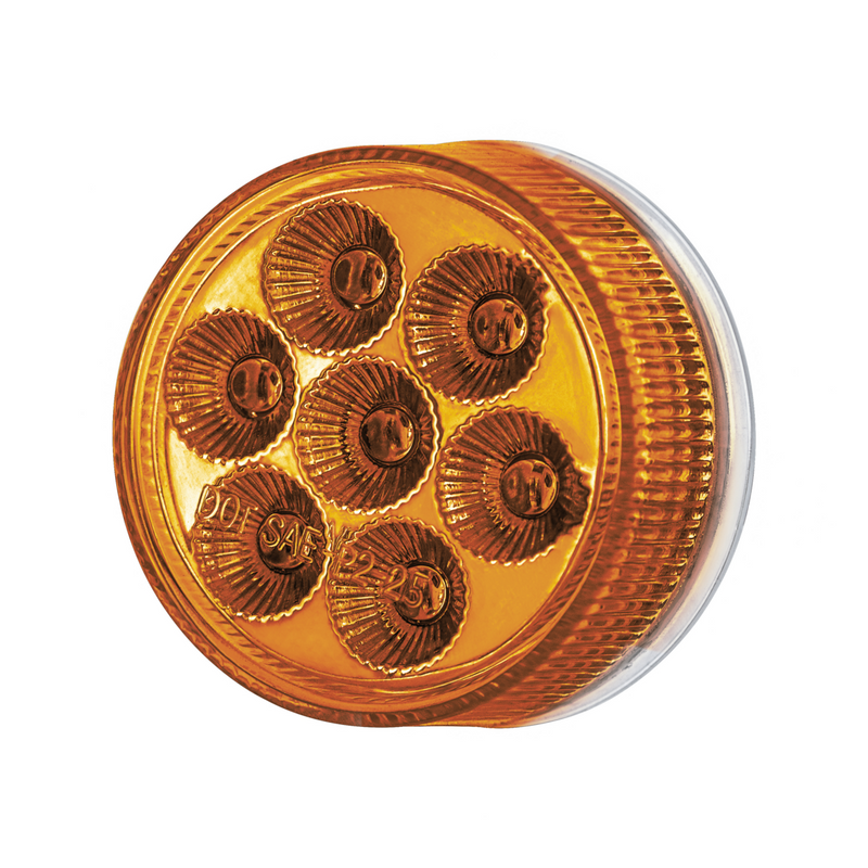 Double Fury 7 LED 2" Round Clearance/Marker Light-Amber & Red LED/Clear Lens