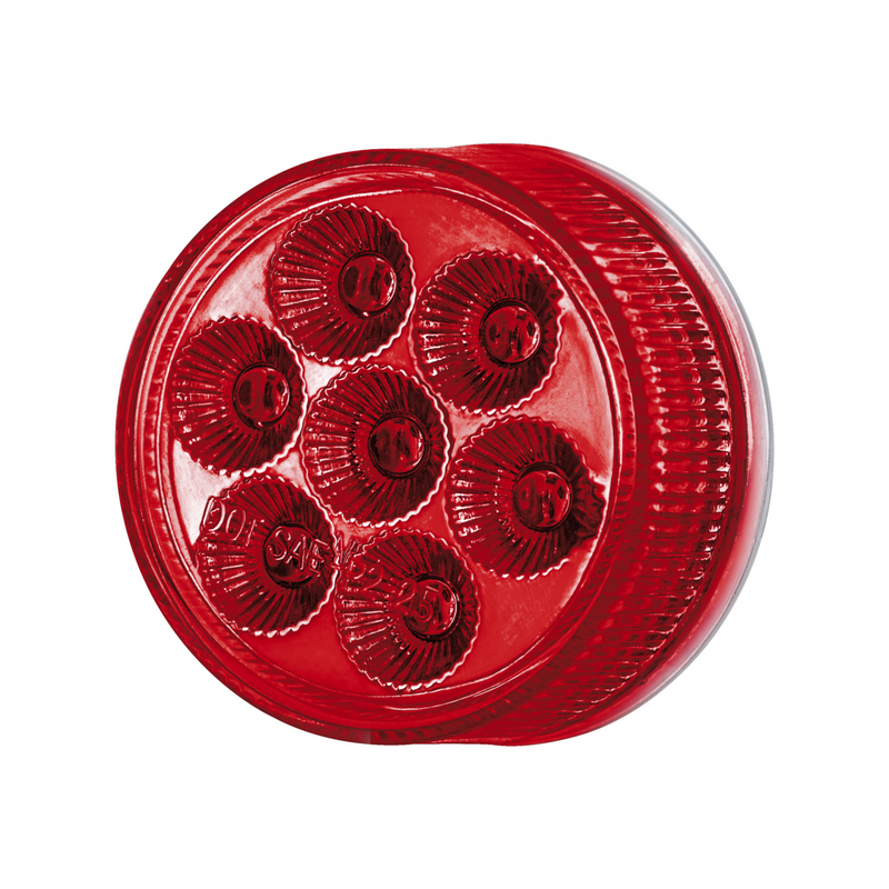 Double Fury 7 LED 2" Round Clearance/Marker Light-Amber & Red LED/Clear Lens