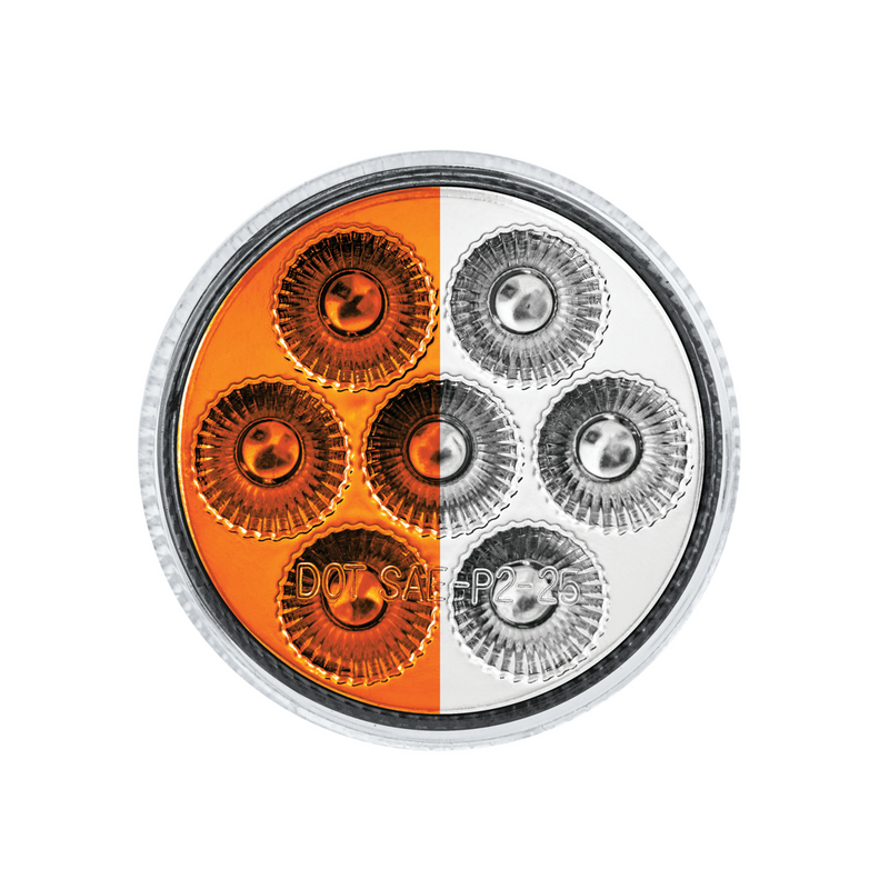Double Fury 7 LED 2" Round Clearance/Marker Light-Amber & White LED/Clear Lens