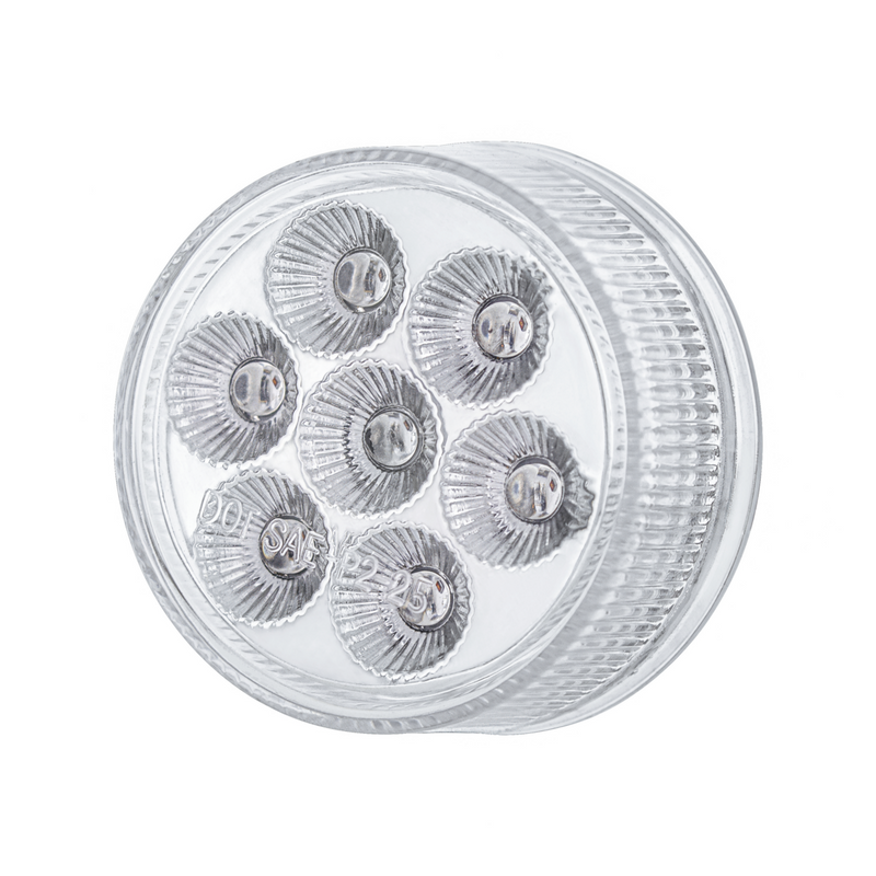 Double Fury 7 LED 2" Round Clearance/Marker Light-Amber & White LED/Clear Lens