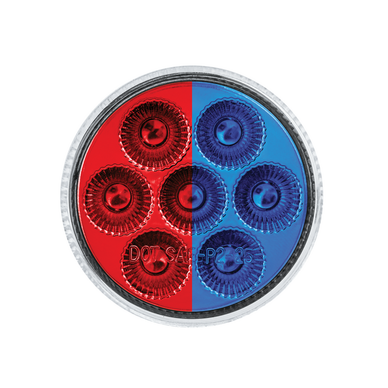 Double Fury 7 LED 2" Round Clearance/Marker Light-Red & Blue LED/Clear Lens