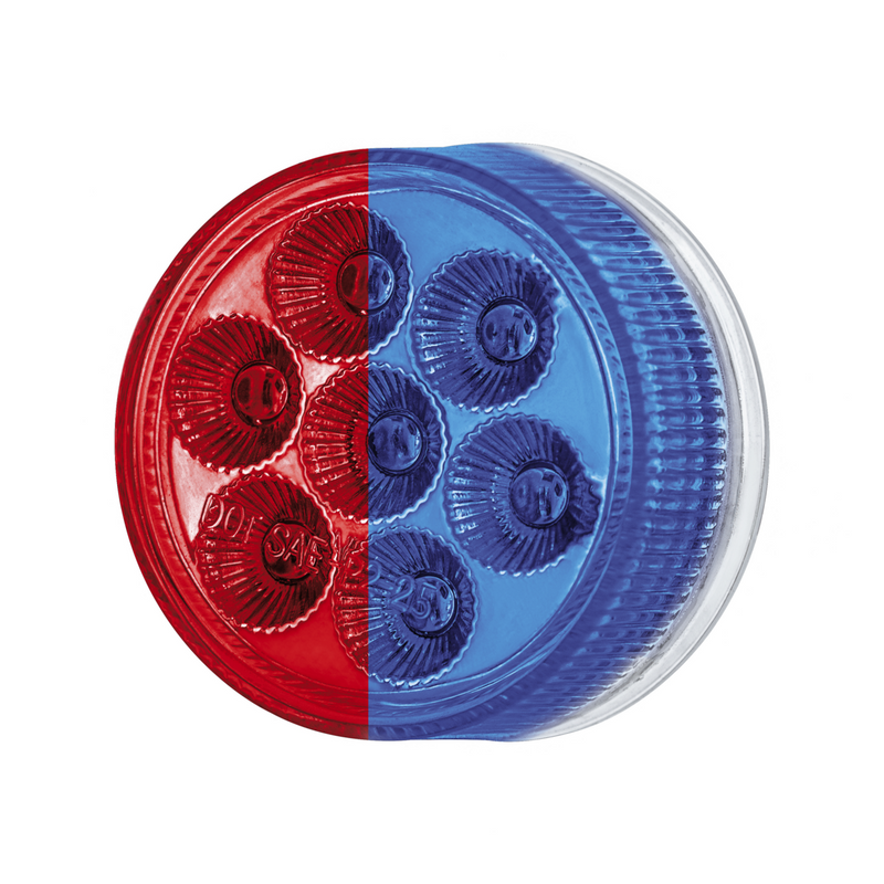 Double Fury 7 LED 2" Round Clearance/Marker Light-Red & Blue LED/Clear Lens