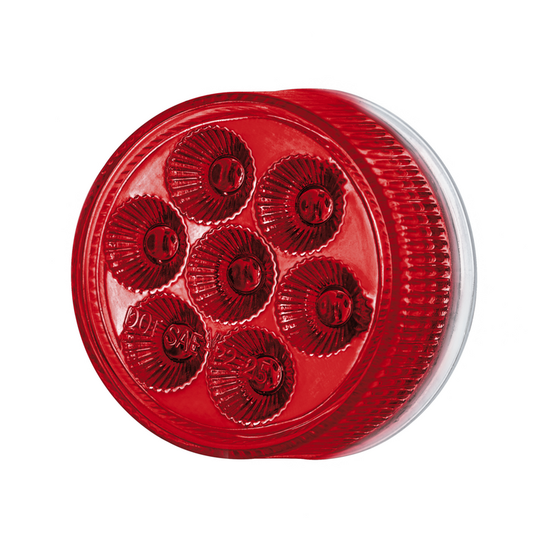 Double Fury 7 LED 2" Round Clearance/Marker Light-Red & Blue LED/Clear Lens