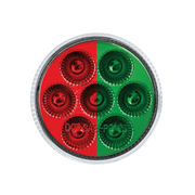 Double Fury 7 LED 2" Round Clearance/Marker Light-Red & Green LED/Clear Lens