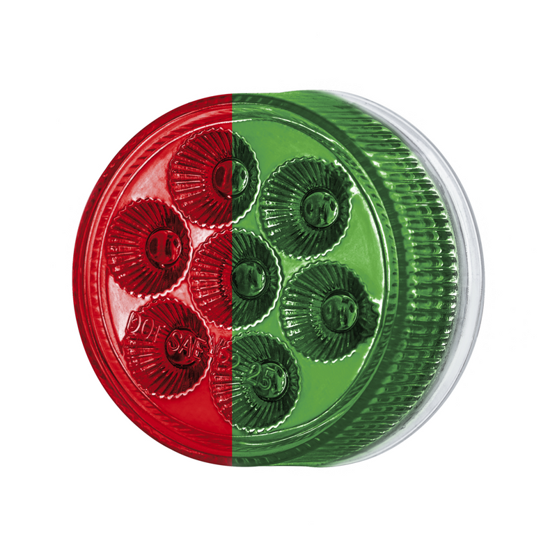 Double Fury 7 LED 2" Round Clearance/Marker Light-Red & Green LED/Clear Lens