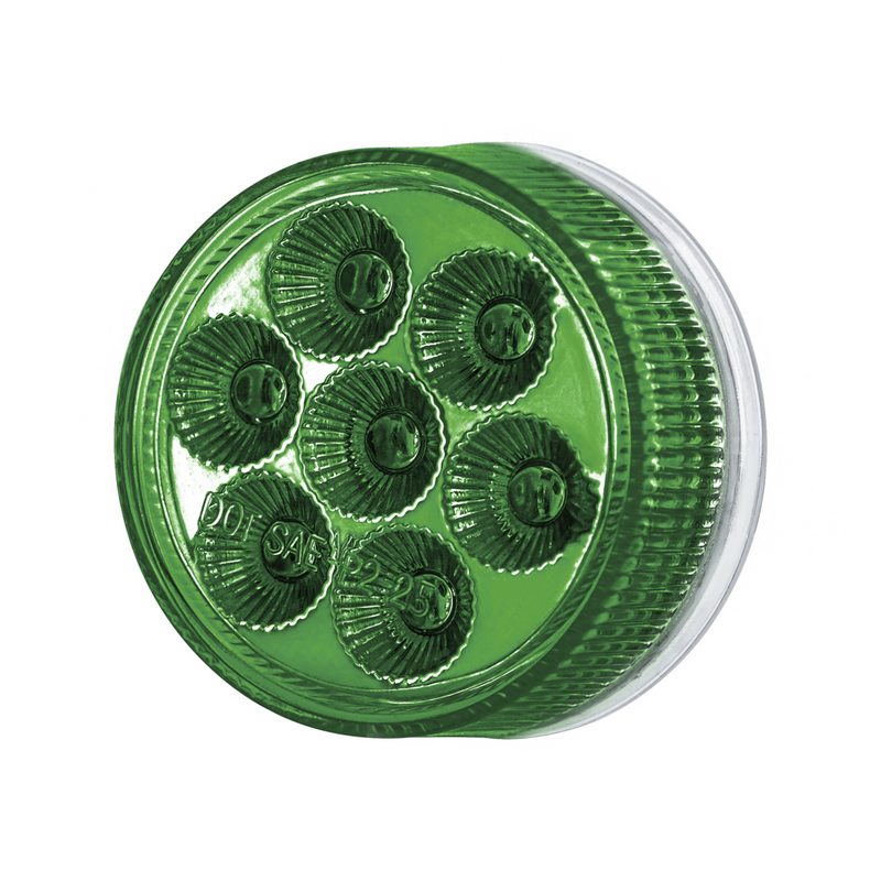 Double Fury 7 LED 2" Round Clearance/Marker Light-Red & Green LED/Clear Lens