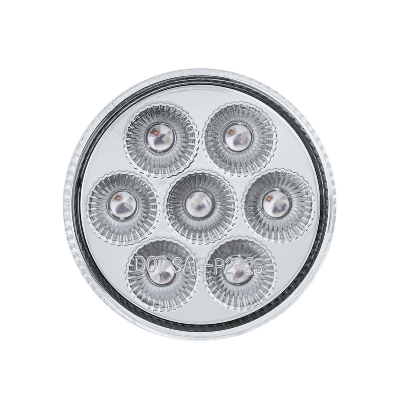 Double Fury 7 LED 2" Round Clearance/Marker Light-Red & White LED/Clear Lens