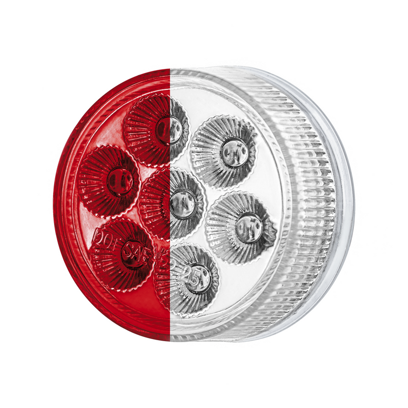 Double Fury 7 LED 2" Round Clearance/Marker Light-Red & White LED/Clear Lens
