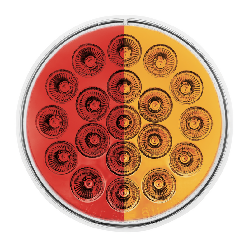 Double Fury 19 LED 4" Round Stop/Turn/Tail Light-Red & Amber LED/Clear Lens
