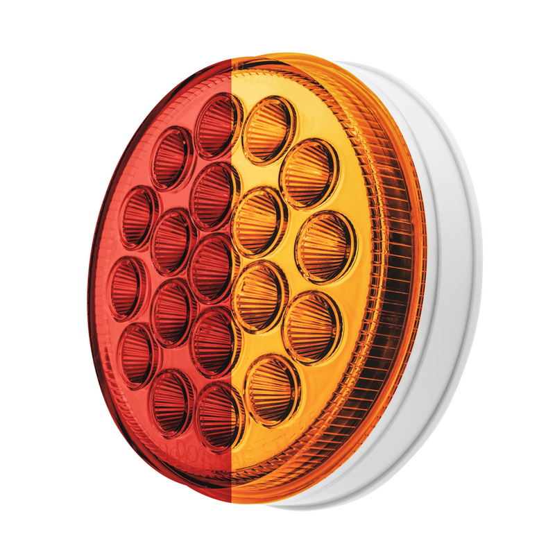 Double Fury 19 LED 4" Round Stop/Turn/Tail Light-Red & Amber LED/Clear Lens