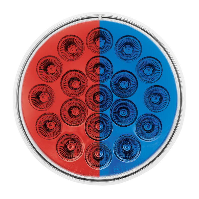 Double Fury 19 LED 4" Round Stop/Turn/Tail Light-Red & Blue LED/Clear Lens