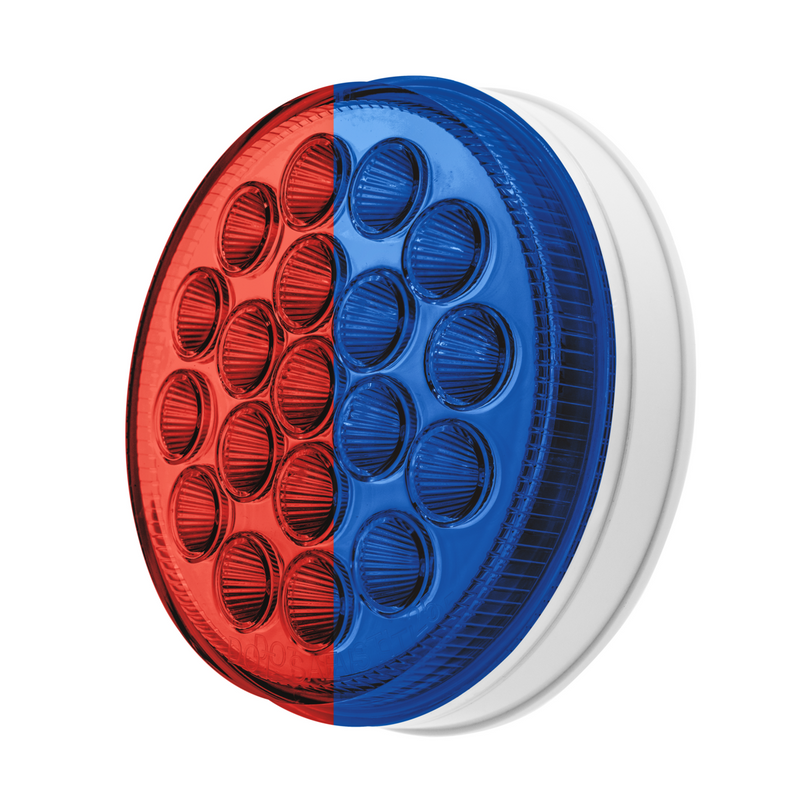 Double Fury 19 LED 4" Round Stop/Turn/Tail Light-Red & Blue LED/Clear Lens