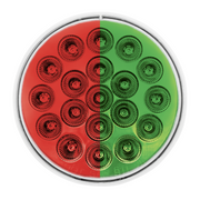Double Fury 19 LED 4" Round Stop/Turn/Tail Light-Red & Green LED/Clear Lens