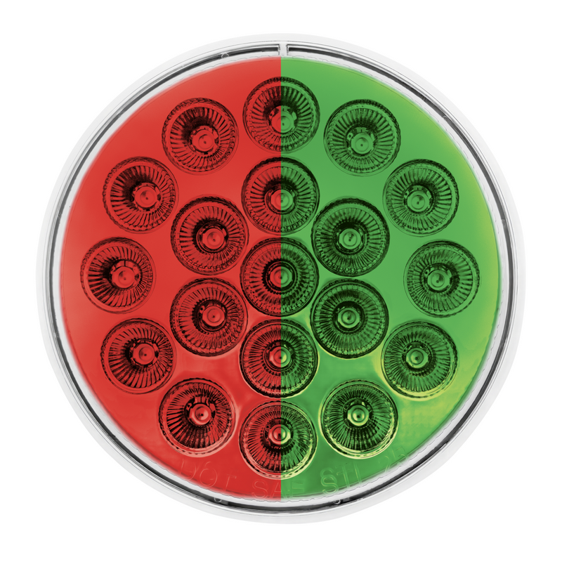 Double Fury 19 LED 4" Round Stop/Turn/Tail Light-Red & Green LED/Clear Lens