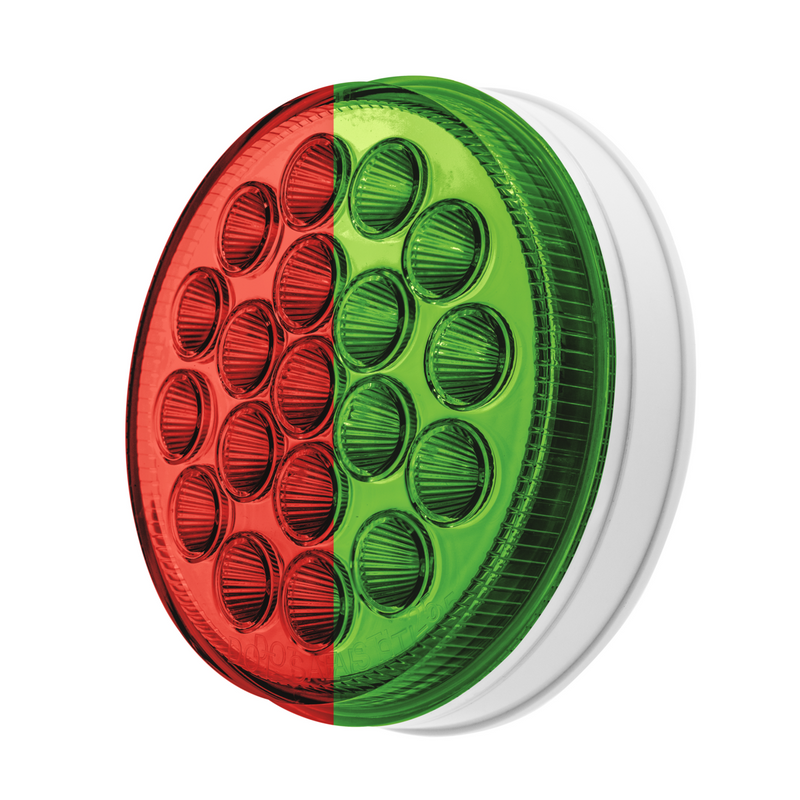 Double Fury 19 LED 4" Round Stop/Turn/Tail Light-Red & Green LED/Clear Lens