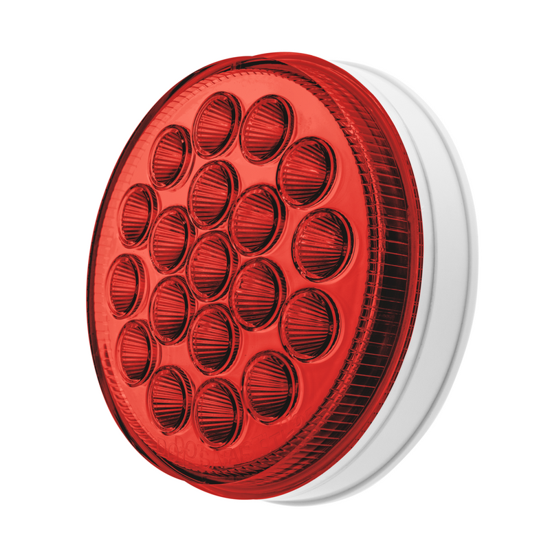 Double Fury 19 LED 4" Round Stop/Turn/Tail Light-Red & White LED/Clear Lens