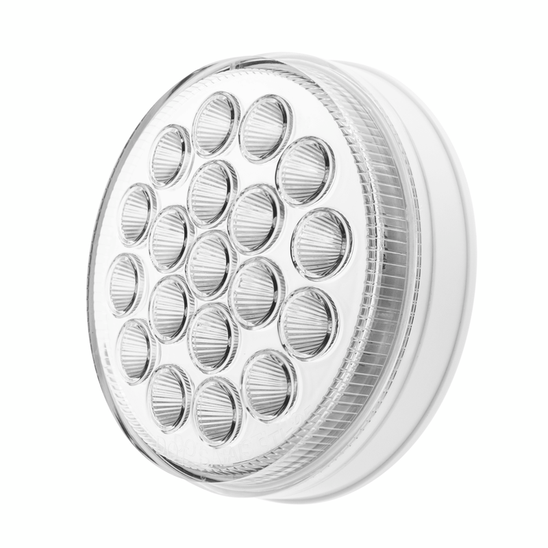 Double Fury 19 LED 4" Round Stop/Turn/Tail Light-Red & White LED/Clear Lens