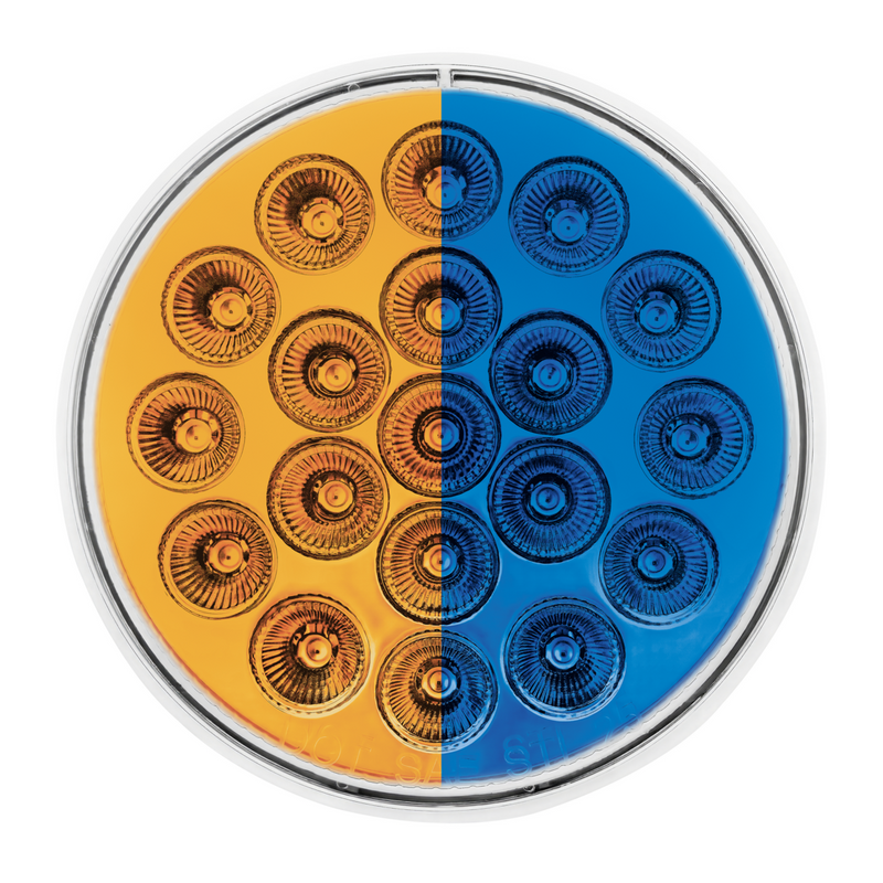 Double Fury 19 LED 4" Round Turn Signal Light-Amber & Blue LED/Clear Lens