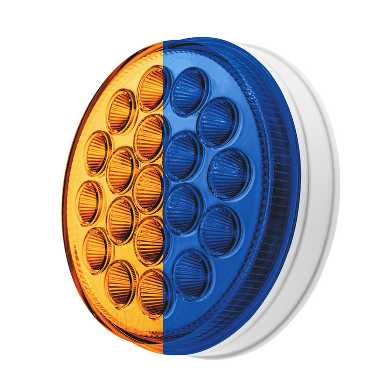 Double Fury 19 LED 4" Round Turn Signal Light-Amber & Blue LED/Clear Lens