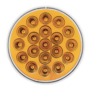 Double Fury 19 LED 4" Round Turn Signal Light-Amber & Green LED/Clear Lens