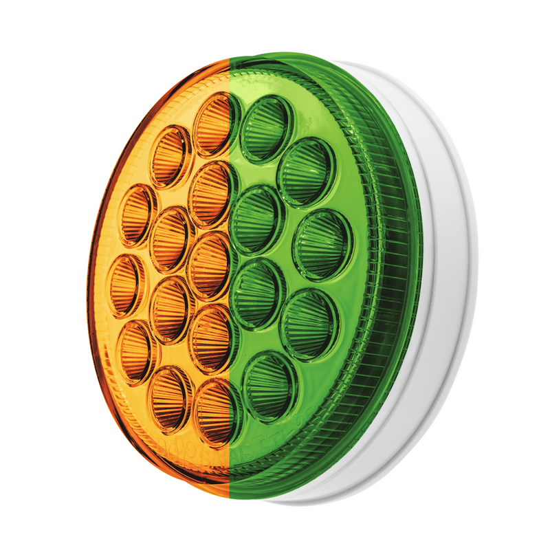 Double Fury 19 LED 4" Round Turn Signal Light-Amber & Green LED/Clear Lens