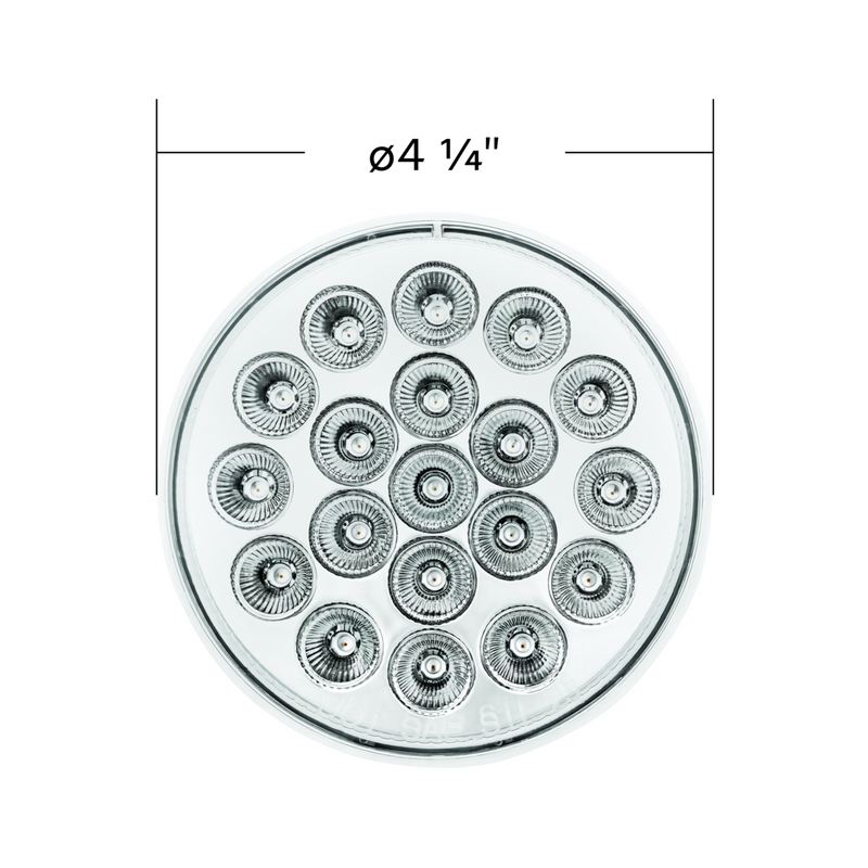 Double Fury 19 LED 4" Round Turn Signal Light-Amber & White LED/Clear Lens
