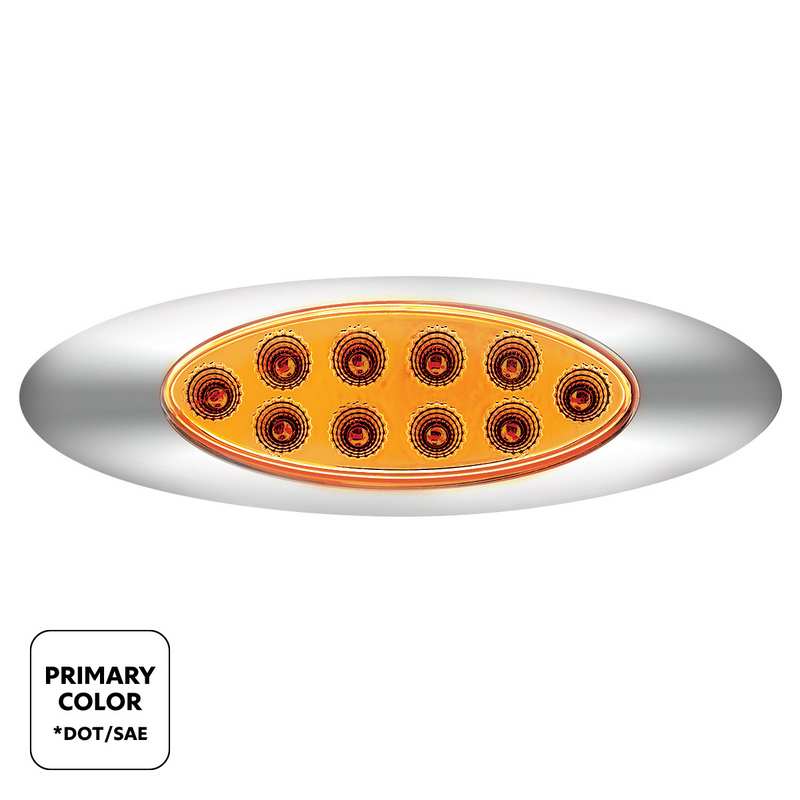 10 LED Oval Double Fury Light With Clear Lens & Chrome Bezel (Clearance/Marker) (choose color)
