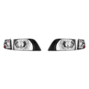 Black Bezel Headlight Assembly With Turn Signal For 1996-2003 Volvo VN (Set)
