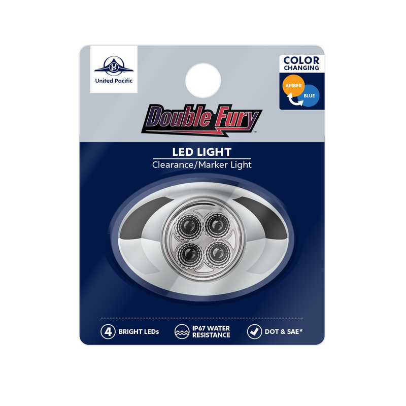 4 LED Double Fury Light (Clearance/Marker)-Amber & Blue LED/Clear Lens
