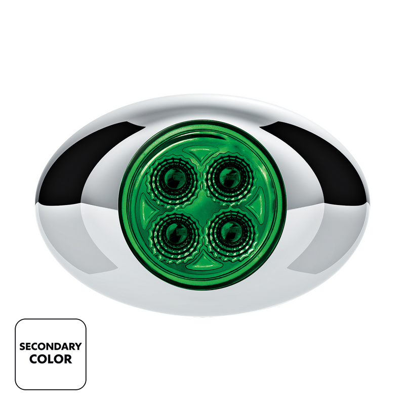 4 LED Double Fury Light (Clearance/Marker)-Amber & Green LED/Clear Lens