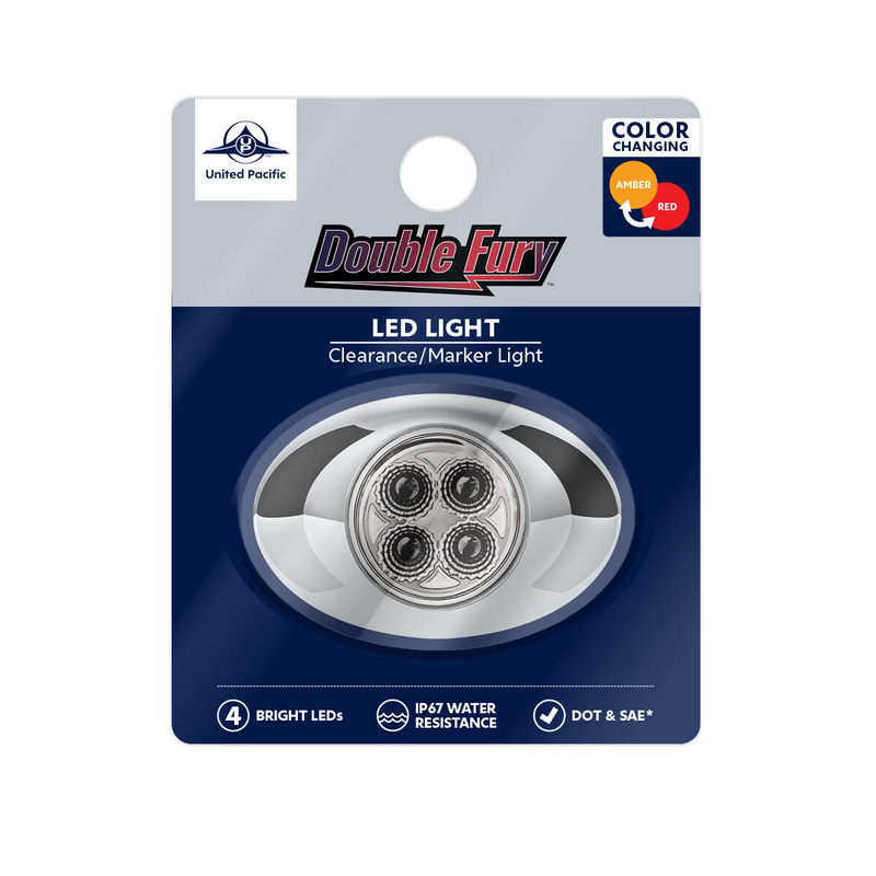 4 LED Double Fury Light (Clearance/Marker)-Amber & Red/Clear Lens