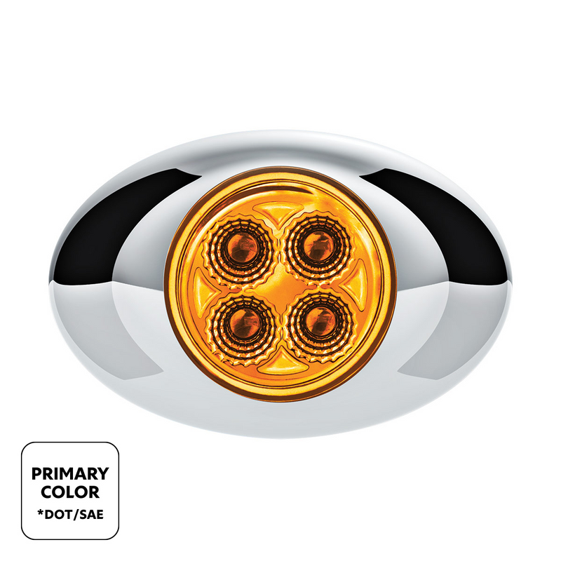 4 LED Double Fury Light (Clearance/Marker)-Amber & White/Clear Lens