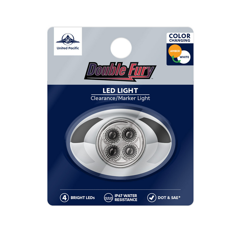 4 LED Double Fury Light (Clearance/Marker)-Amber & White/Clear Lens