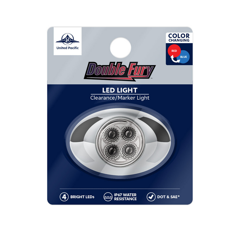 4 LED Double Fury Light (Clearance/Marker)-Red & Blue/Clear Lens