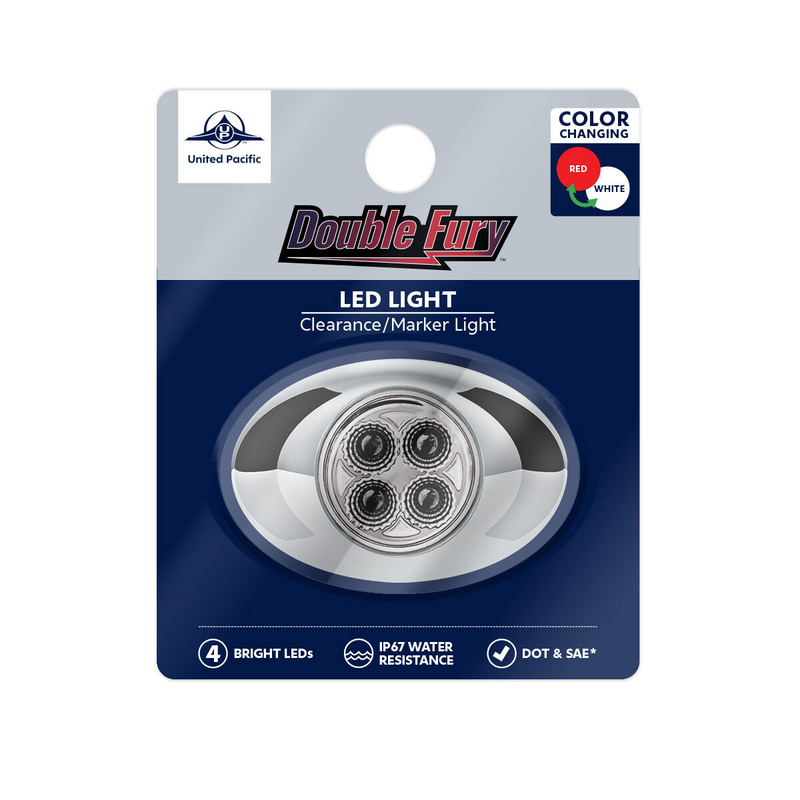 4 LED Double Fury Light (Clearance/Marker)-Red & White/Clear Lens