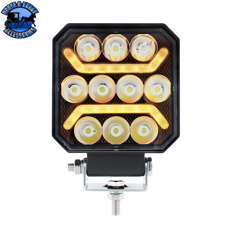 10 LED High Power LED Work Light With "U" Light Guide (Choose Color) Amber LED Pale Goldenrod