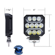 10 LED High Power LED Work Light With "U" Light Guide (Choose Color) Amber LED,Blue LED,Red LED,White LED Light Gray