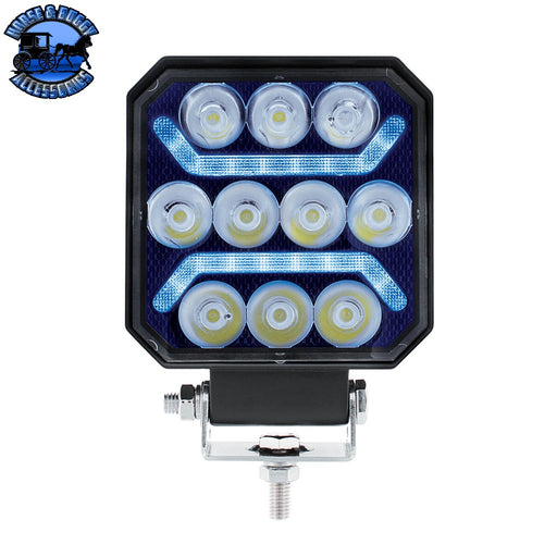 10 LED High Power LED Work Light With "U" Light Guide (Choose Color) Blue LED Light Steel Blue
