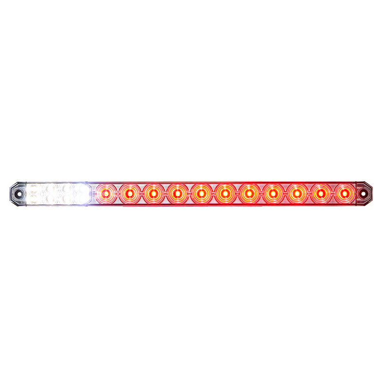 17" 27 LED Low Profile Light Bar (Stop, Turn & Tail) With Back-Up Light - Red & White LED/ Red & Clear Lens
