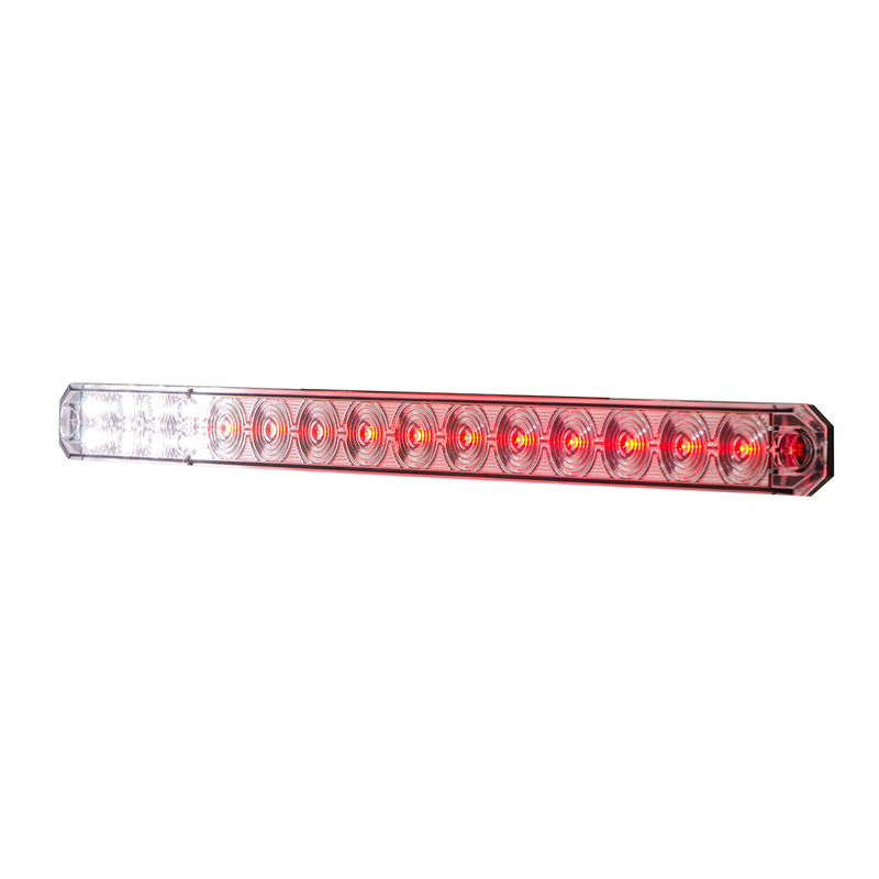 17" 27 LED Low Profile Light Bar (Stop, Turn & Tail) With Back-Up Light - Red & White LED/ Red & Clear Lens