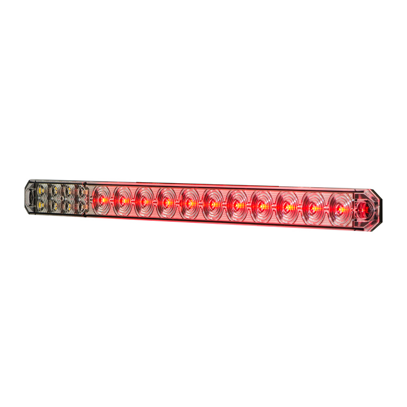 17" 27 LED Low Profile Light Bar (Stop, Turn & Tail) With Back-Up Light - Red & White LED/ Red & Clear Lens