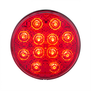 12 LED 4" Round Light (Stop, Turn & Tail) With Heated Lens - Red LED/Red Lens