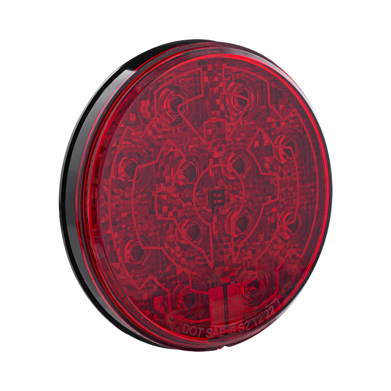 12 LED 4" Round Light (Stop, Turn & Tail) With Heated Lens - Red LED/Red Lens