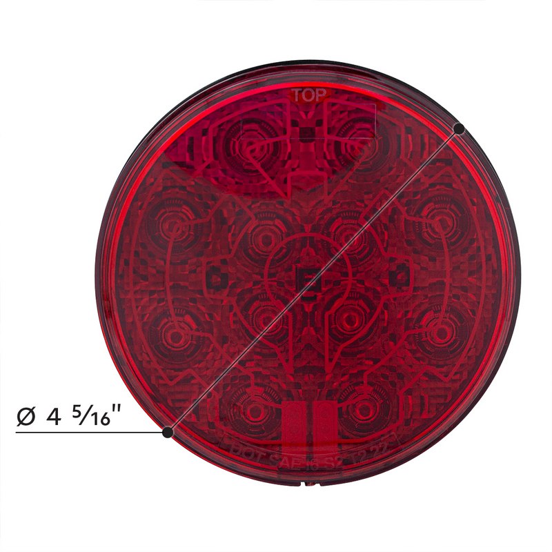 12 LED 4" Round Light (Stop, Turn & Tail) With Heated Lens - Red LED/Red Lens