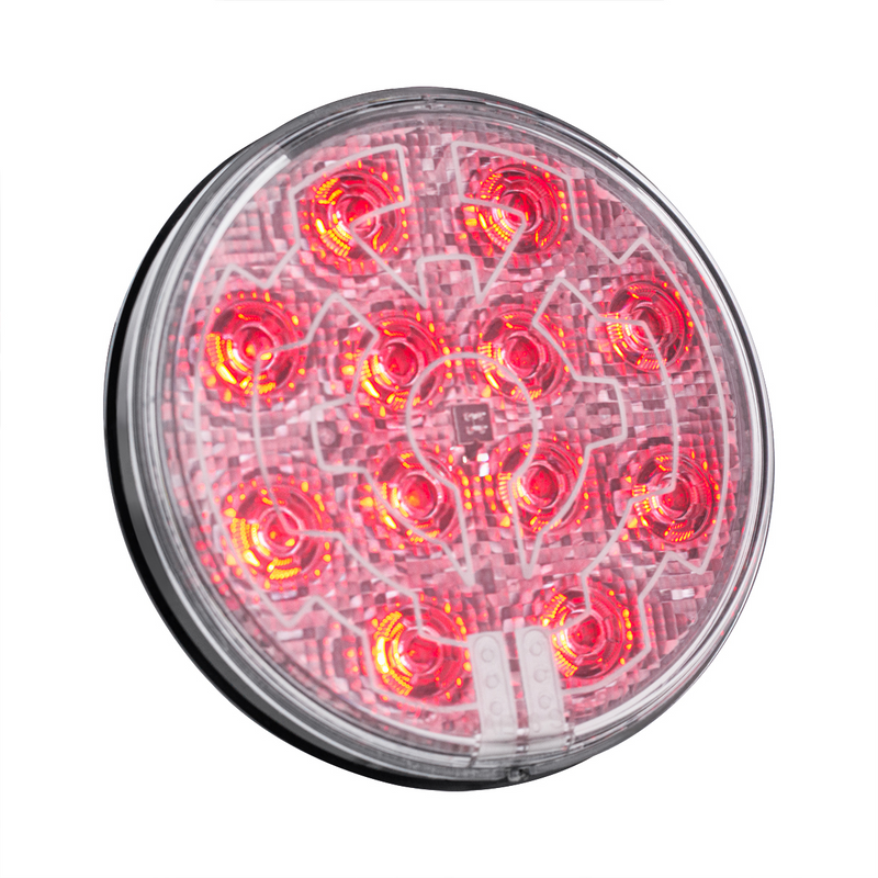 12 LED 4" Round Light (Stop, Turn & Tail) With Heated Lens - Red LED/Clear Lens