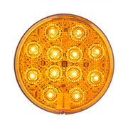 12 LED 4" Round Light (Turn Signal) With Heated Lens - Amber LED/Amber Lens